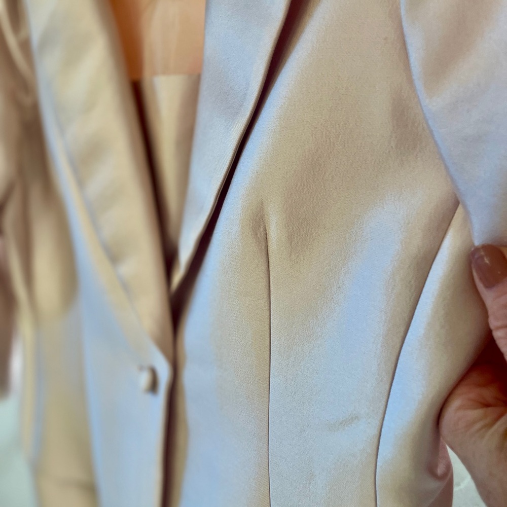 Teri Jon by Rickie Freeman Blush Pink Cocktail Formal Satin 2-Piece Suit 12 - Picture 2 of 13